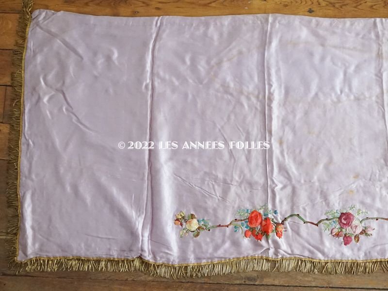 画像3: 19世紀 アンティーク 教会の祭壇布 薔薇の大きなリボン刺繍入り 290✗75cm