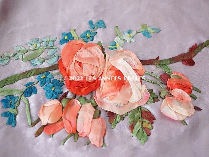 画像18: 19世紀 アンティーク 教会の祭壇布 薔薇の大きなリボン刺繍入り 290✗75cm