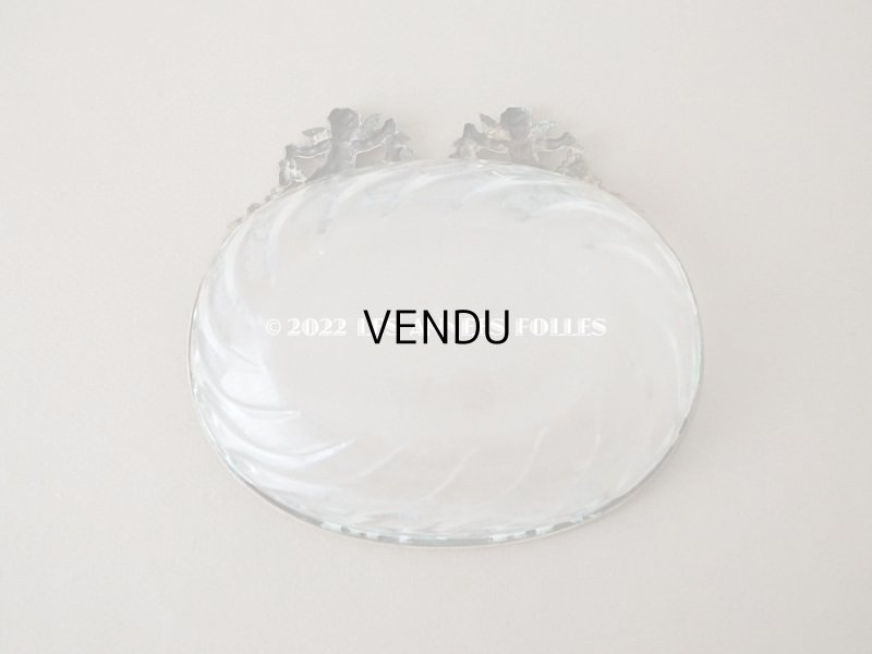 画像4: 19世紀末 アンティーク ガラストレイ 天使&草花のガーランド 小物入れ ソープディッシュ