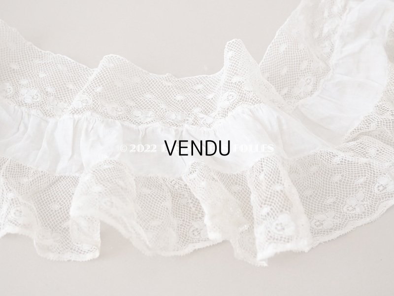 画像3: 1900年代 アンティーク  レースのフリルリボン　ドレスの装飾  手編みのヴァランシエンヌレース 1.15m