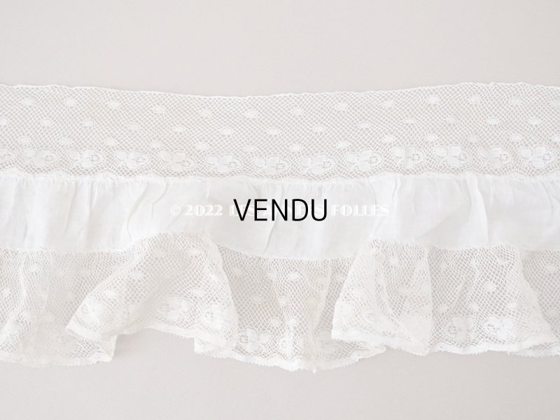 画像4: 1900年代 アンティーク  レースのフリルリボン　ドレスの装飾  手編みのヴァランシエンヌレース 1.15m