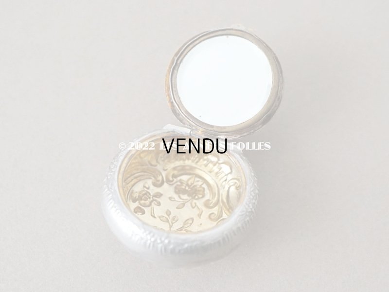 画像4: アンティーク シルバー製 菫のパウダーケース ミラー付き シャトレーヌ用