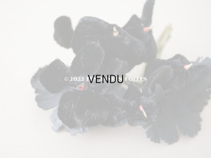 画像3: アンティーク ベルベットの布花　黒
