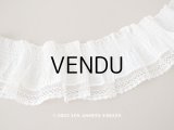 アンティーク  幅広 ギャザー入り レース付　フリルリボン オフホワイト 約8.5cm幅