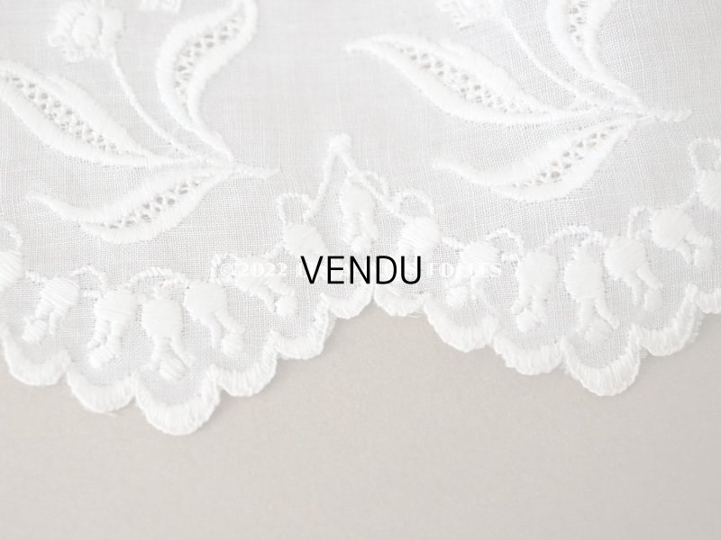 画像4: アンティーク 幅広 鈴蘭の刺繍入りレース　ホワイト　幅25cm