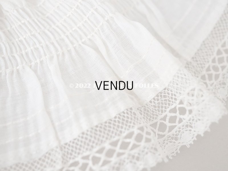 画像5: アンティーク  幅広 ギャザー入り レース付 フリルリボン オフホワイト 約8.5cm幅