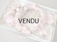 1922年 アンティーク 婚約式 ピンクの薔薇の花冠＆薔薇の布花のセット