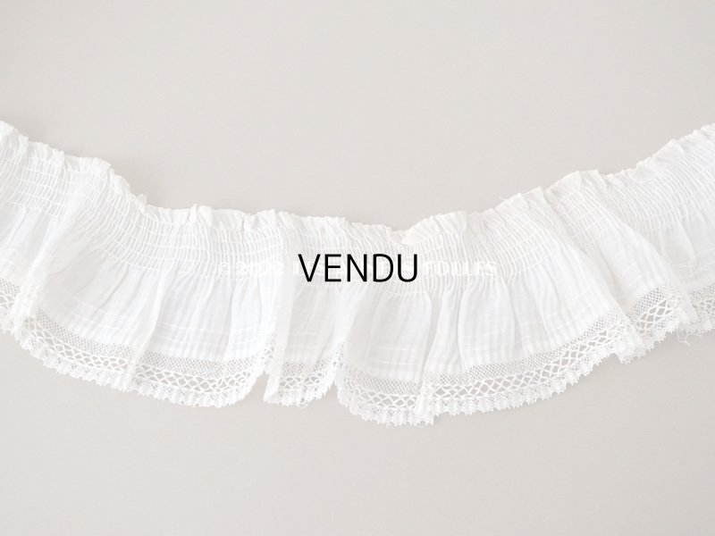 画像7: アンティーク  幅広 ギャザー入り レース付 フリルリボン オフホワイト 約8.5cm幅