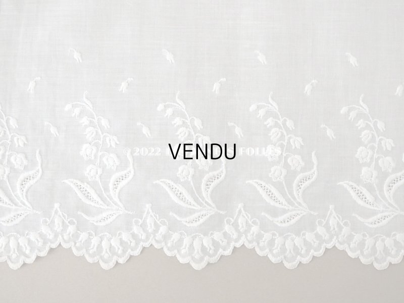 画像5: アンティーク 幅広 鈴蘭の刺繍入りレース　ホワイト　幅25cm