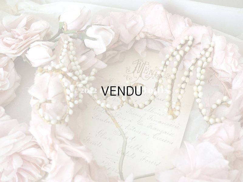 画像4: 1922年 アンティーク 婚約式 ピンクの薔薇の花冠&薔薇の布花のセット