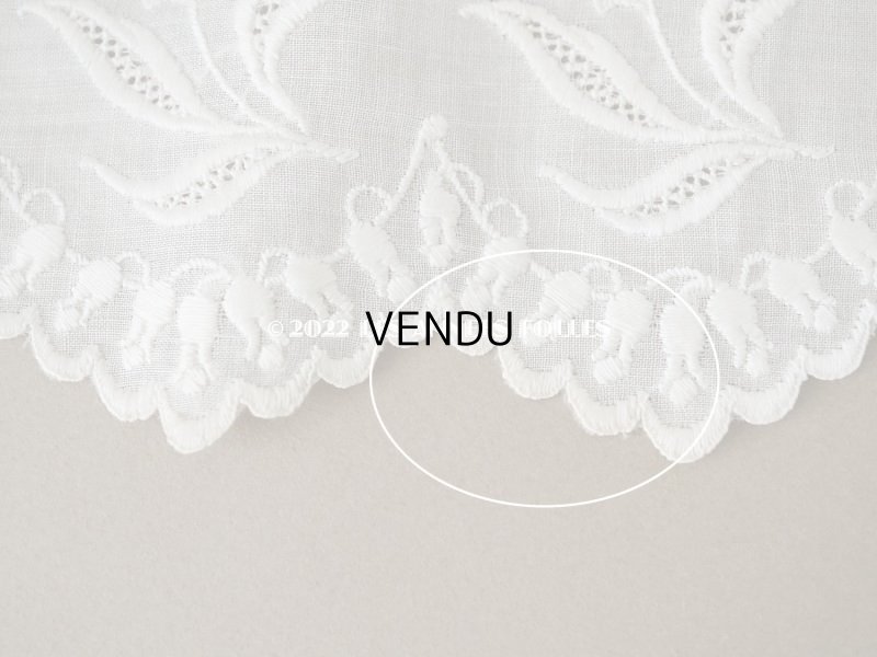 画像9: アンティーク 幅広 鈴蘭の刺繍入りレース　ホワイト　幅25cm