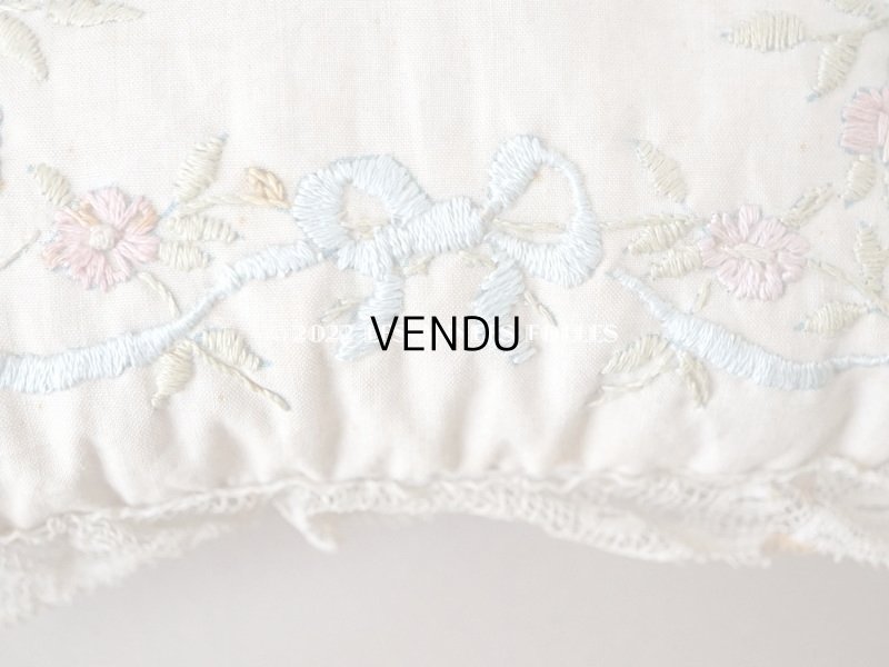 画像5: 19世紀末 アンティーク サシェ 小さなクッション リボン＆花のガーランド 香り袋 手編みのヴァランシエンヌレース