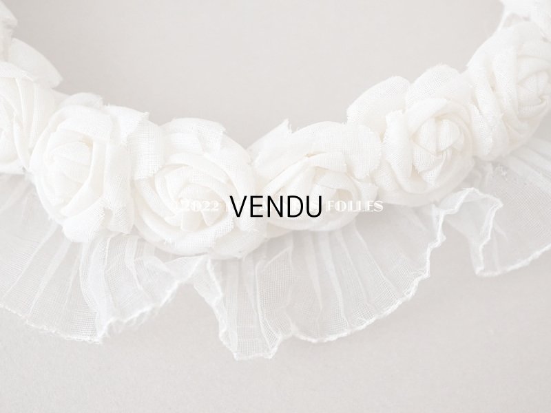 画像4: アンティーク 小さな薔薇の布花のティアラ 花冠 シルクシフォンのプリーツ付