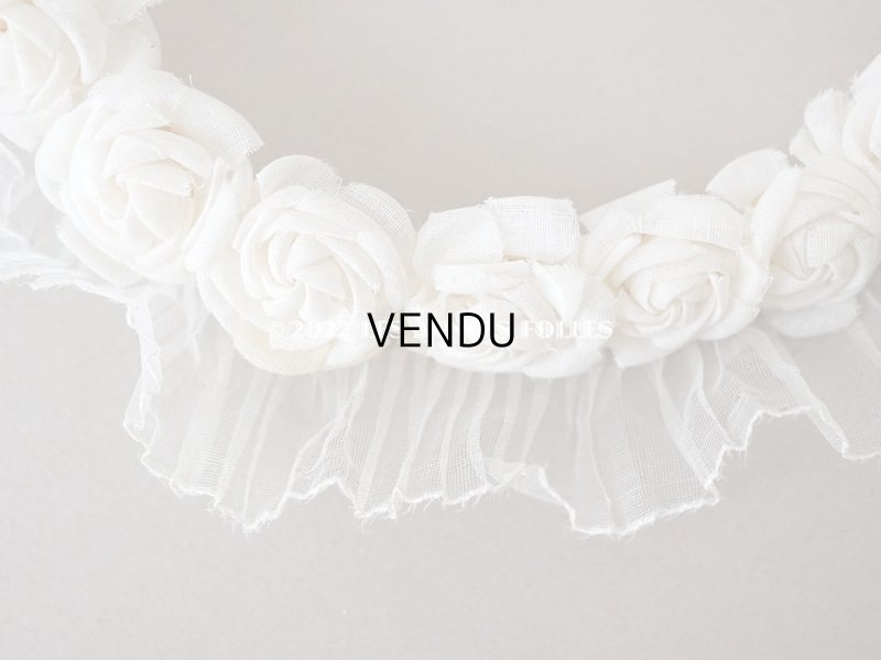 画像3: アンティーク 小さな薔薇の布花のティアラ 花冠 シルクシフォンのプリーツ付