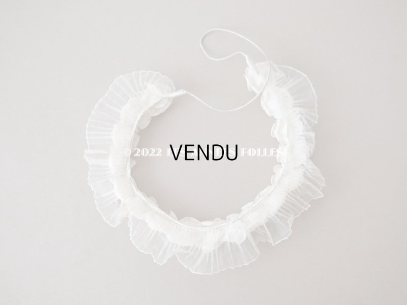 画像7: アンティーク 小さな薔薇の布花のティアラ 花冠 シルクシフォンのプリーツ付