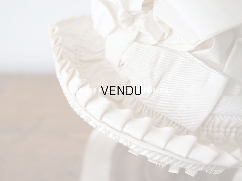 画像11: 19世紀末 アンティーク 小さな女の子用 帽子 オフホワイト 大きなリボン&フリンジ