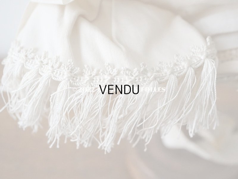 画像14: 19世紀末 アンティーク 小さな女の子用 帽子 オフホワイト 大きなリボン&フリンジ