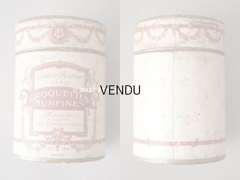 画像3: 19世紀末 アンティーク チョコレートのお菓子箱　薔薇とリボンのガーランド CROQUETTES SURFINES　- CHOCOLAT GUERIN-BOUTRON -