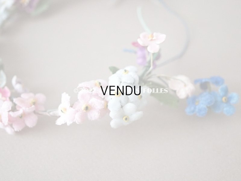 画像9: アンティーク ベルベットの布花の小さなティアラ　ドール用