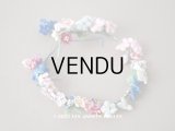 アンティーク ベルベットの布花の小さなティアラ　ドール用