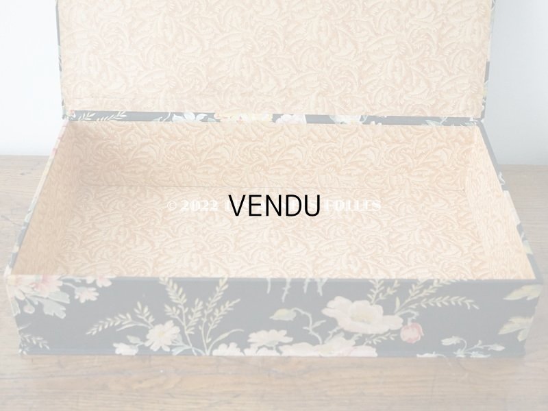 画像8: アンティーク  大きなカルトナージュボックス 墨黒 46×26×9.5cm