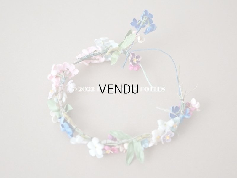 画像3: アンティーク ベルベットの布花の小さなティアラ　ドール用