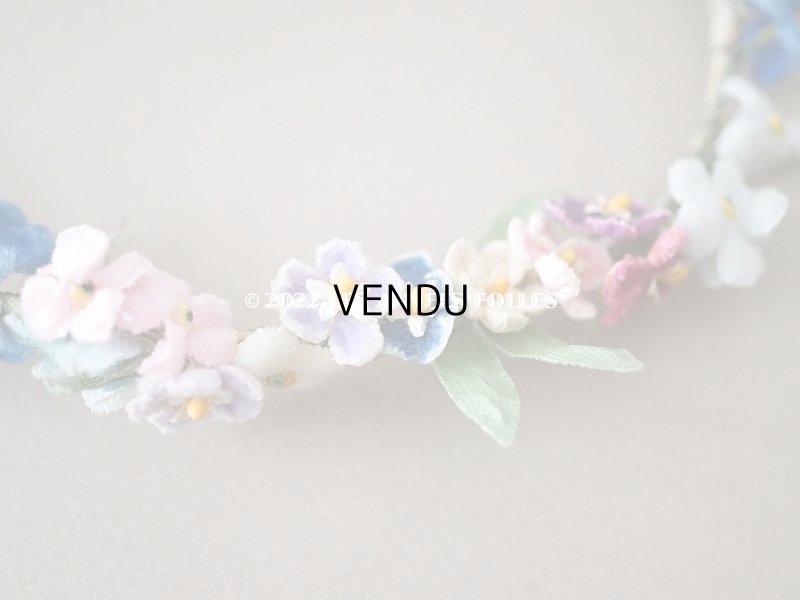 画像6: アンティーク ベルベットの布花の小さなティアラ　ドール用