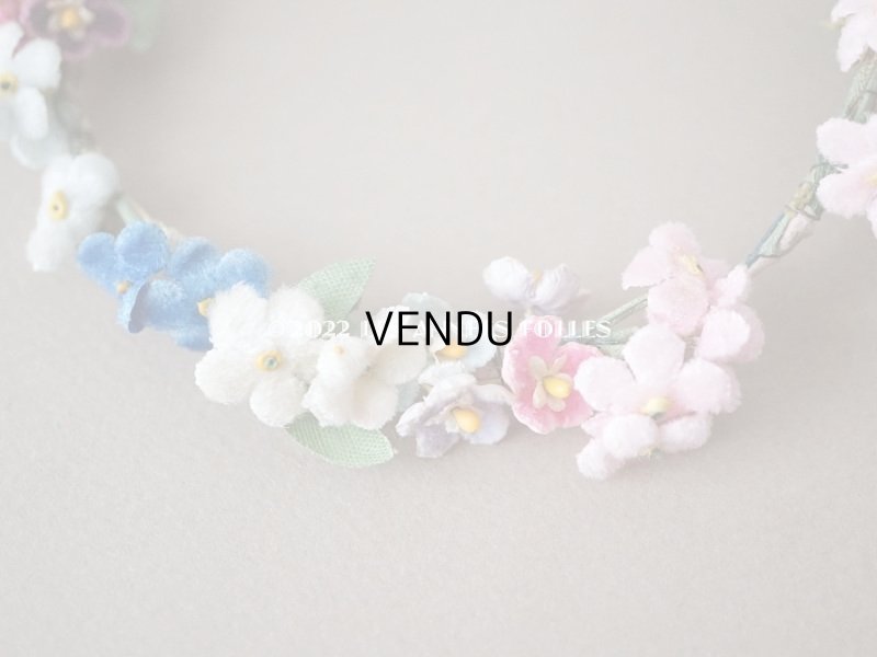 画像8: アンティーク ベルベットの布花の小さなティアラ　ドール用