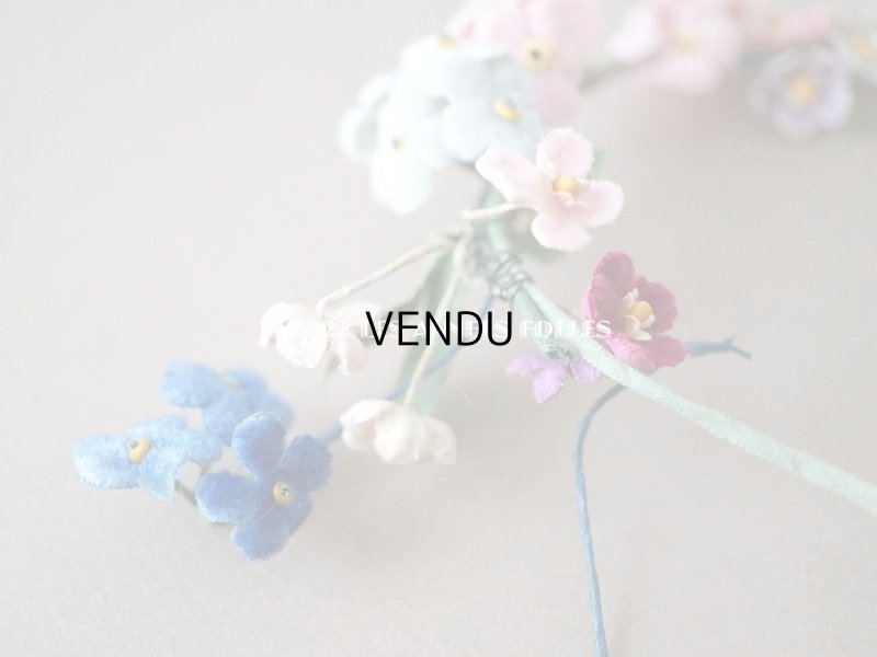 画像10: アンティーク ベルベットの布花の小さなティアラ　ドール用