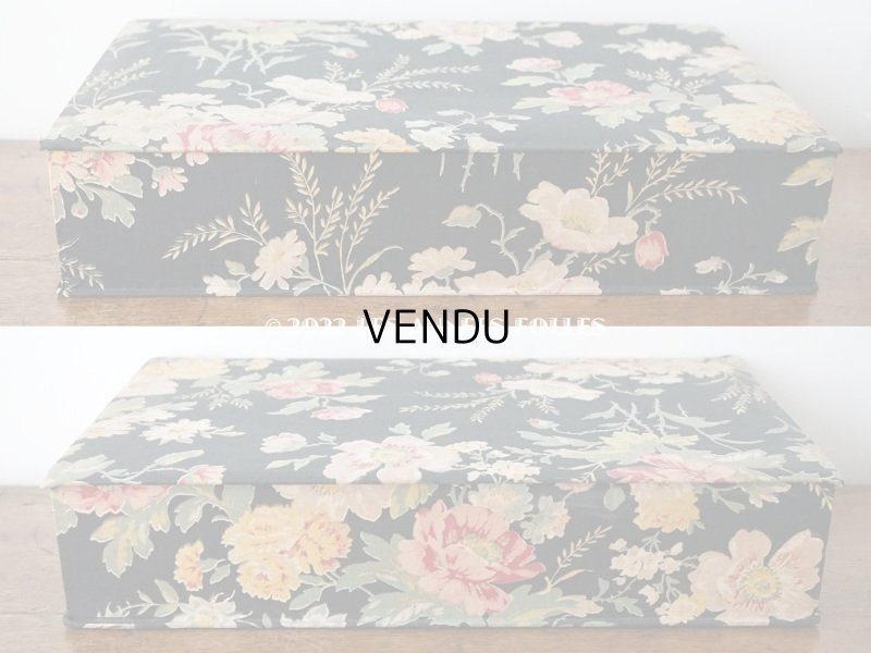 画像5: アンティーク  大きなカルトナージュボックス 墨黒 46×26×9.5cm