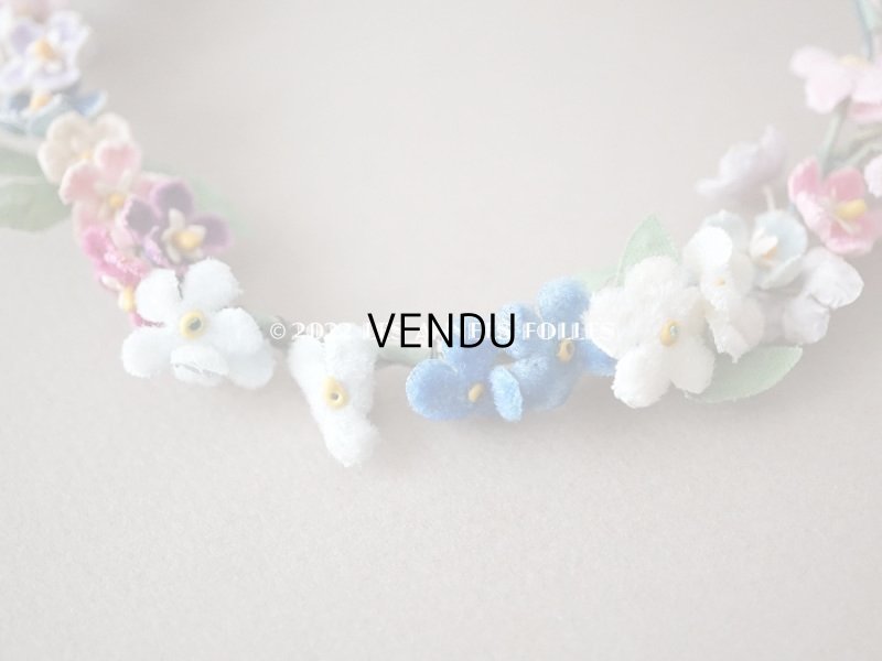 画像7: アンティーク ベルベットの布花の小さなティアラ　ドール用