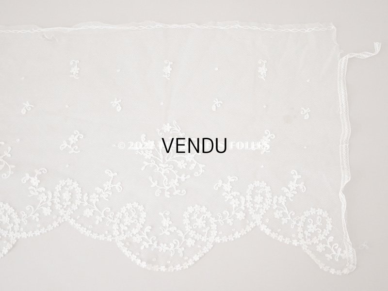 画像4: アンティーク 幅広 レース　花模様の手刺繍入り 90×幅31.5〜32.5cm