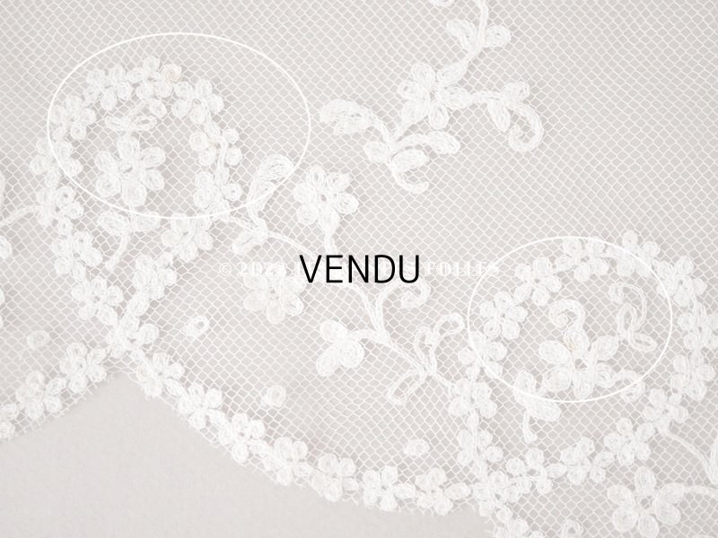 画像8: アンティーク 幅広 レース　花模様の手刺繍入り 90×幅31.5〜32.5cm