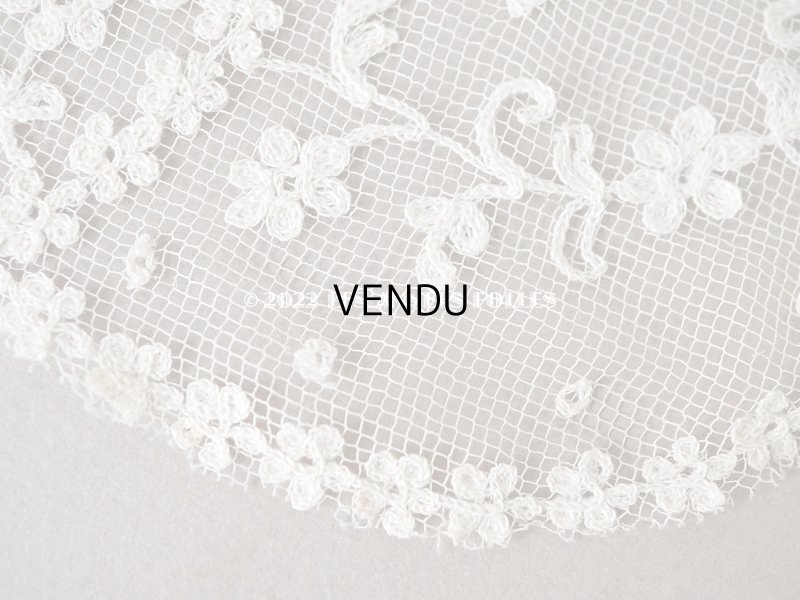 画像14: アンティーク 幅広 レース　花模様の手刺繍入り 90×幅31.5〜32.5cm