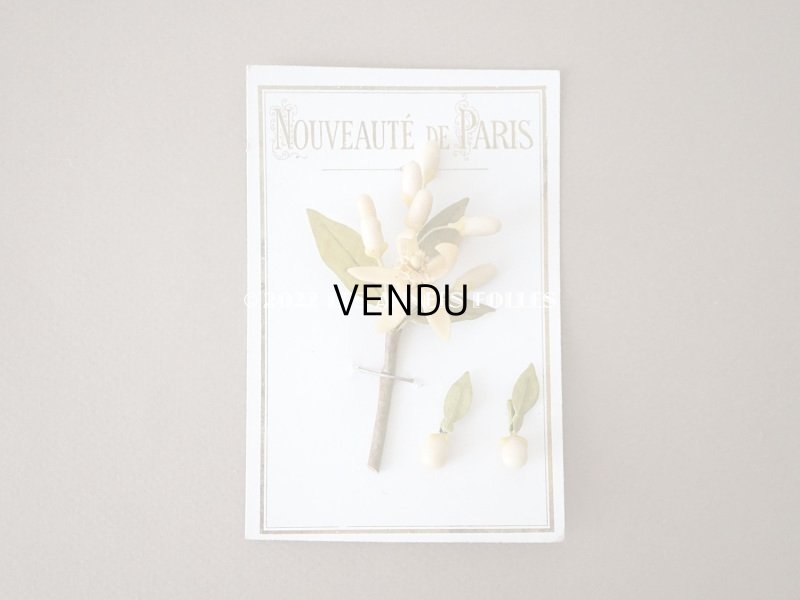 画像5: アンティーク ウェディング用 ワックスフラワーのピアス　＆　胸飾り  台紙付き