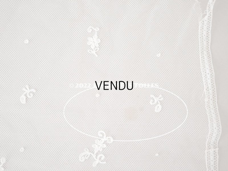 画像7: アンティーク 幅広 レース　花模様の手刺繍入り 90×幅31.5〜32.5cm