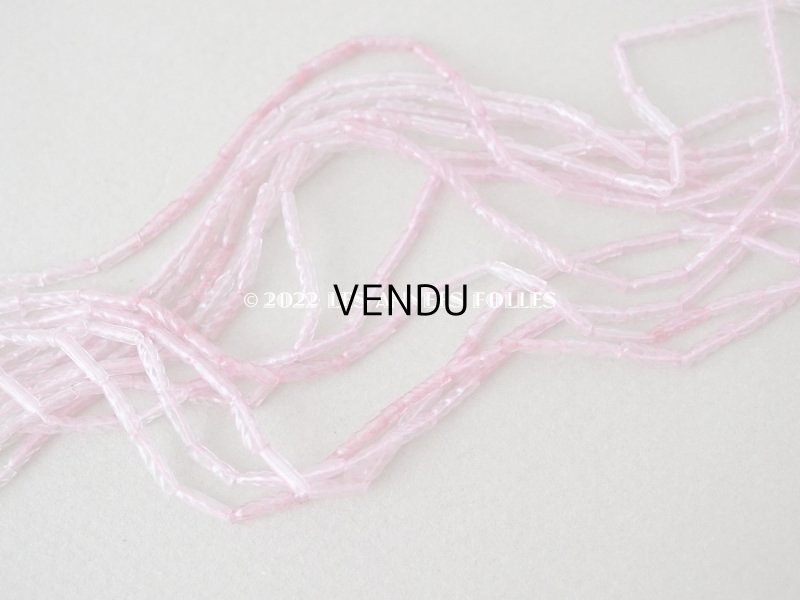 画像5: 1920年代 アンティーク スフレビーズ 半透明の淡いピンク ひねり模様 吹きガラス製 ビーズ  2×6〜7mm 約570ピース