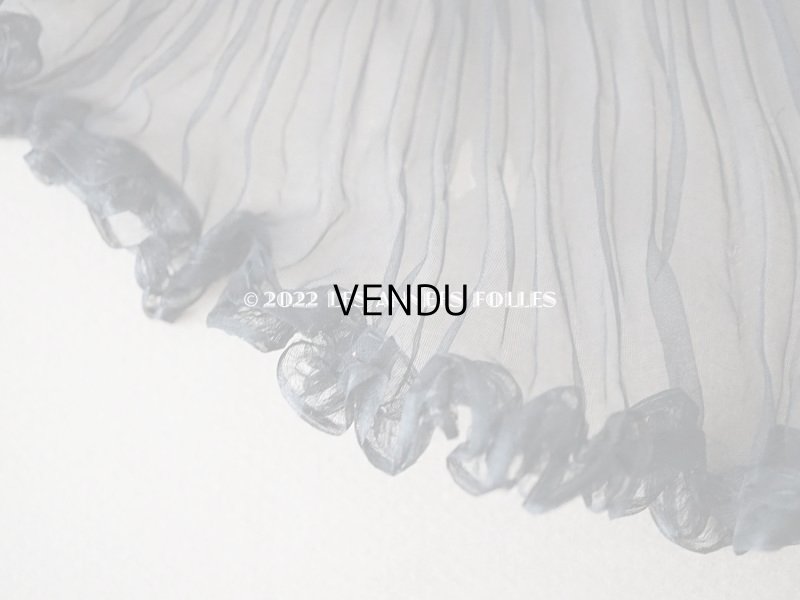 画像7: アンティーク  シルクオーガンジー クラヴァット 黒 シルクシフォン