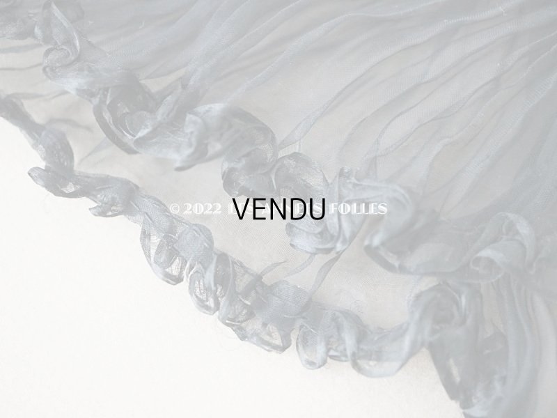 画像3: アンティーク  シルクオーガンジー クラヴァット 黒 シルクシフォン