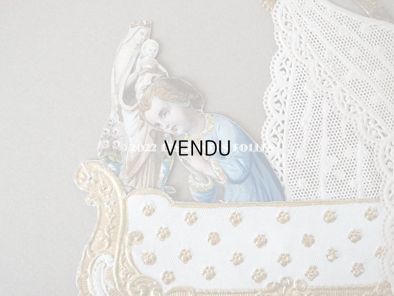 画像7: 19世紀  アンティーク  立体カニヴェ  祈りを捧げる子供