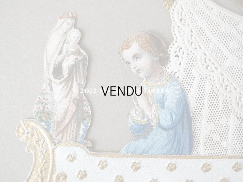 画像3: 19世紀  アンティーク  立体カニヴェ  祈りを捧げる子供