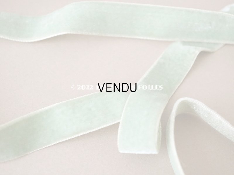 画像3: アンティーク ベルベットのリボン ピスタチオグリーン 　ダブルフェイス　6m