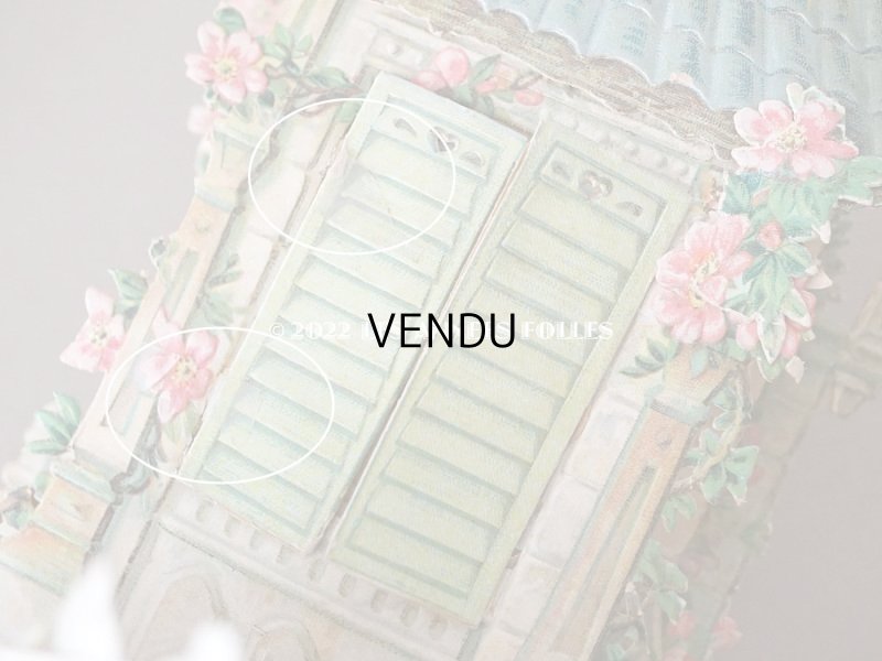 画像7: 1900年頃 アンティーク 立体クロモ 窓辺の少女 ポップアップ