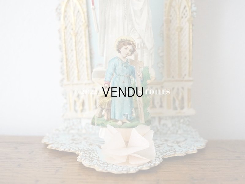 画像5: アンティーク  初聖体の立体カニヴェ 教会のフレーム ポップアップ クロモ