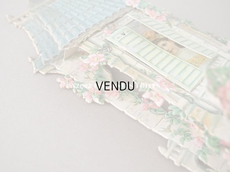 画像10: 1900年頃 アンティーク 立体クロモ 窓辺の少女 ポップアップ