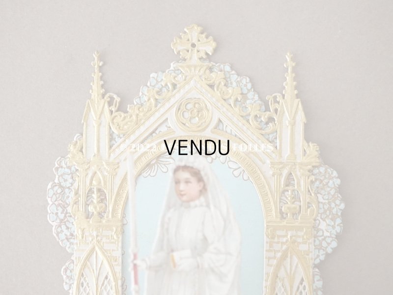 画像3: アンティーク  初聖体の立体カニヴェ 教会のフレーム ポップアップ クロモ