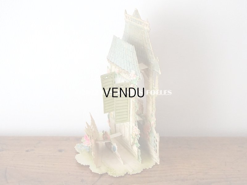 画像4: 1900年頃 アンティーク 立体クロモ 窓辺の少女 ポップアップ