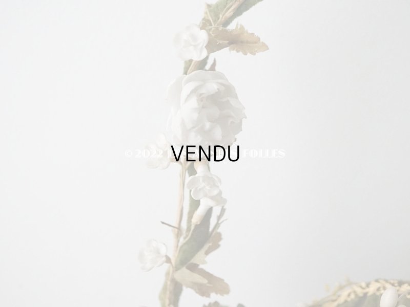 画像10: 【12周年セール対象外】1900年頃 アンティーク  グローブ・ド・マリエのパニエ型クッション  ワックスフラワーのティアラ&ブートニア付き