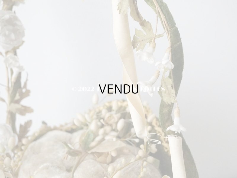 画像13: 【12周年セール対象外】1900年頃 アンティーク  グローブ・ド・マリエのパニエ型クッション  ワックスフラワーのティアラ&ブートニア付き