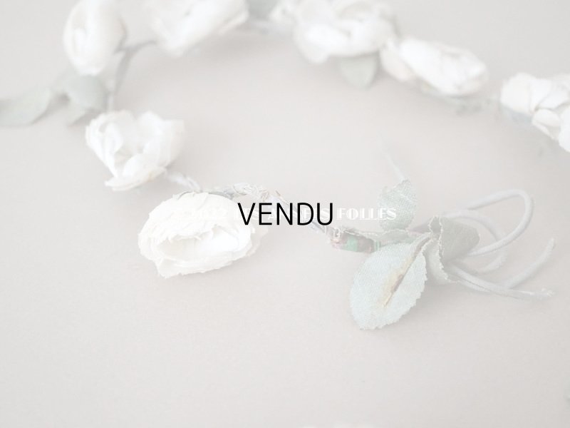 画像5: 【12周年セール対象外】アンティーク 白薔薇の花冠 オフホワイト 布花のティアラ 約79cm